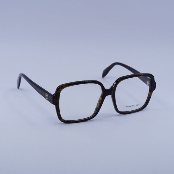 Alexander McQueen AM0286O 002 Eyeglasses Havana 55mm Square Frame - Picture 1 of 10